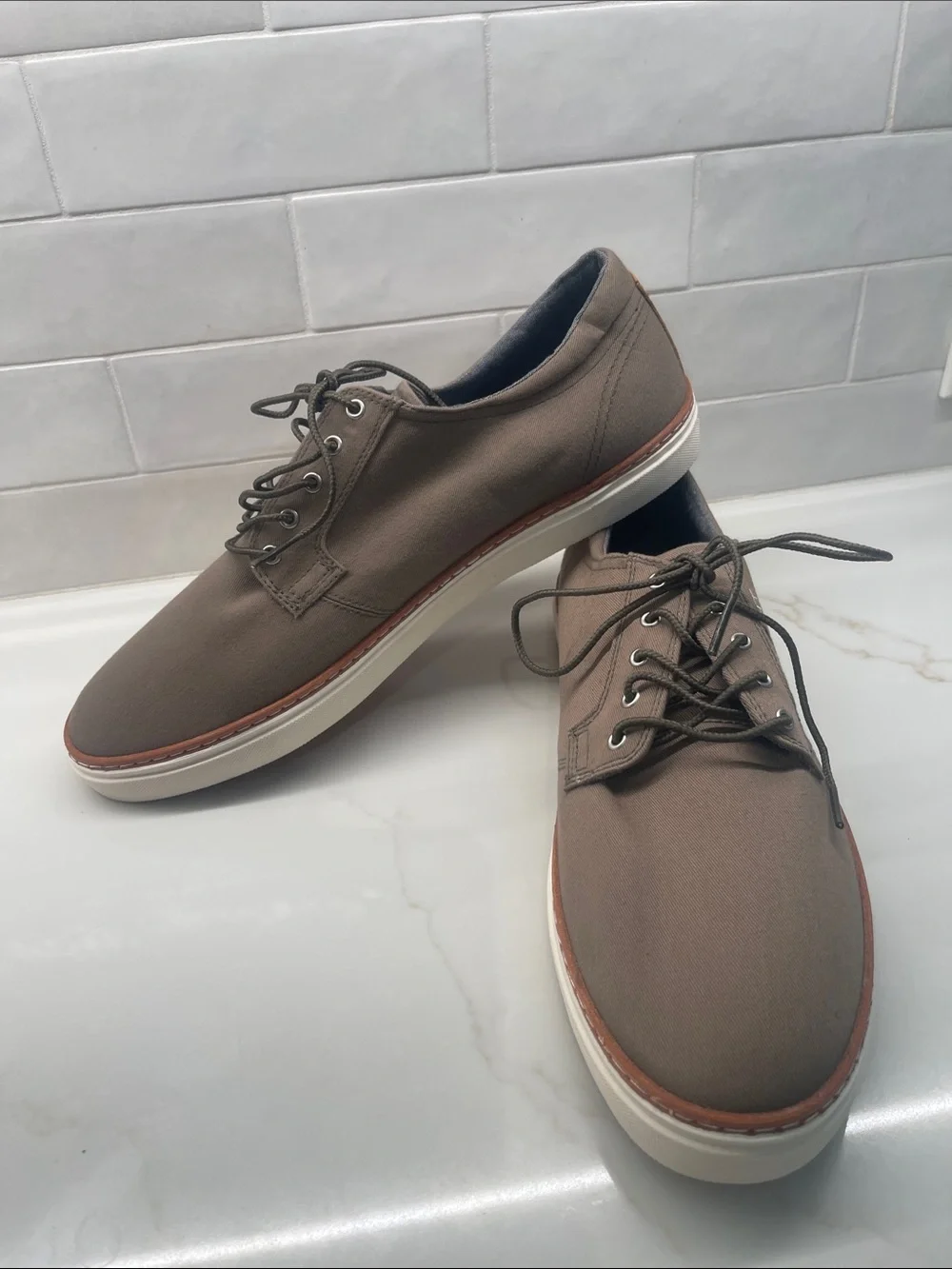 Gant Men’s Brown Canvas Boat Shoes with White Sole Sz 12 from Nordstrom
